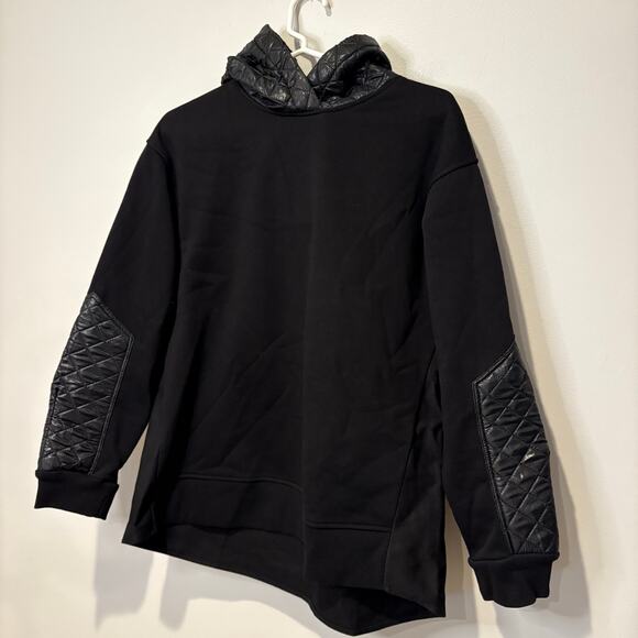 Zara Combination Quilted Hoodie Black Mixed Materials Small Grunge Punk Emo - Picture 6 of 6